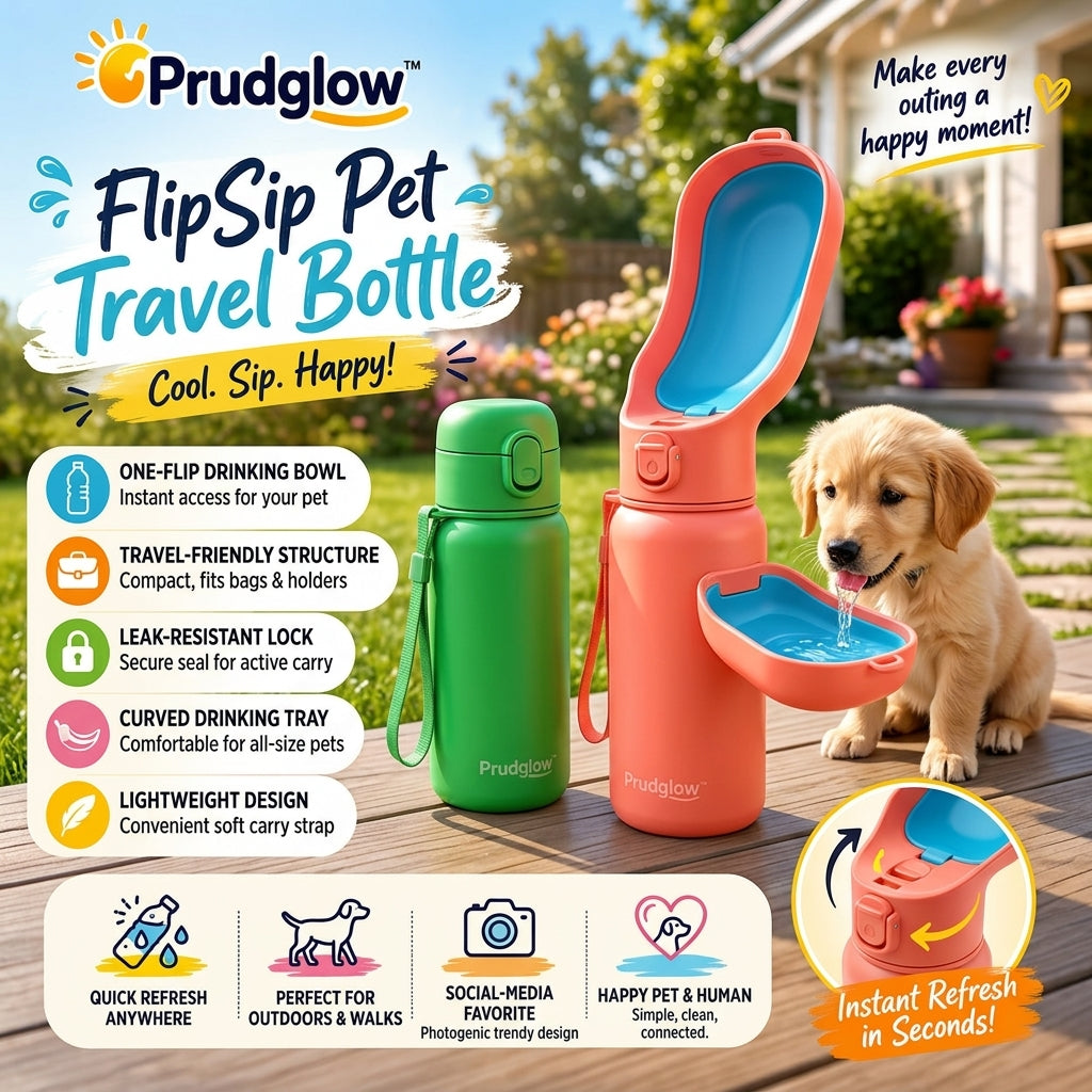 Prudglow™ FlipSip Pet Travel Bottle